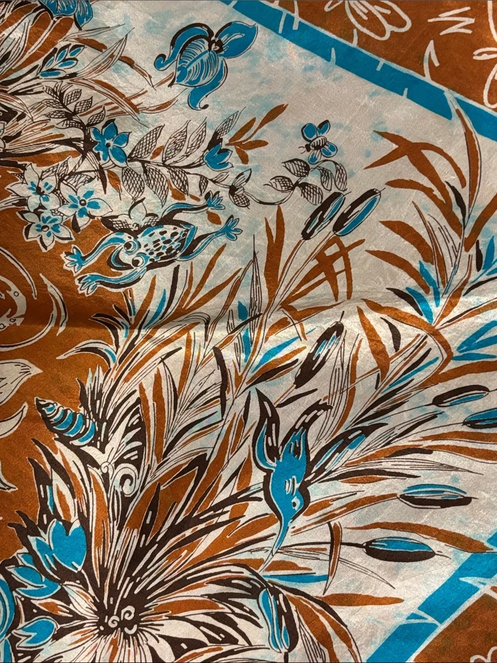 Vintage Brico folk art silk scarf